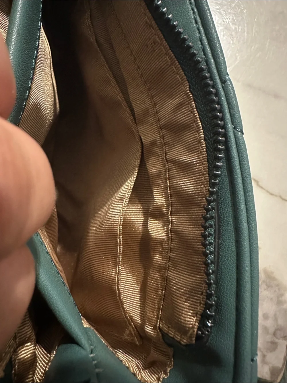 Quilted Vegan Leather Crossbody Bag in Aqua Blue with black Chain Strap